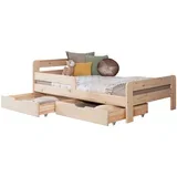 postelja s predalom 120 cm x 200 cm , naravne barve