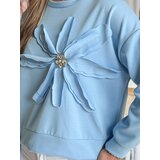 DStreet Bluza damska oversize z kwiatem PETITKA niebieska | Shoptok.si