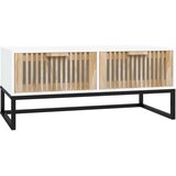 Maison Chic Klubska mizica - kavna mizica - Nizka mizica bela 80x40x35 cm inženirski les in železo, (21755472) Cene