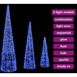 vidaXL Božično drevo med 90 LED 3 pcs Modra 40 cm 60 cm 80 cm Akril | Shoptok.si