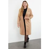 Trendyol Curve Beige Regular Fit Thick Cashmere Coat