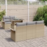  6-dijelni vrtni set sofe s jastučićima bež PE ratan | shoptok.hr