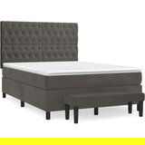  Box spring postelja z vzmetnico temno siva 140x200 cm žamet, (20899470) | Shoptok.si