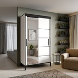 ADRK Klizni ormar BELL-M s ogledalom, 120 cm - BIJELA-CRNA | shoptok.hr
