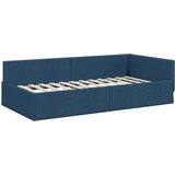 vidaXL Kotna postelja Modra 90 x 200 cm Tkanina in oblikovan les | Shoptok.si