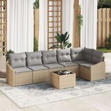  Vrtna sofa garnitura Set od 7 Bež PE ratan Vanjski kauč | shoptok.hr