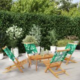 Maison Chic Zložljivi Vrtni Stoli - Stol za vrti 4 kosi zeleno blago in trden les JS2983, (21875621) | Shoptok.si