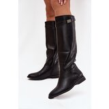 Boto Insulated Women's Boots Flat Heel with Strap and Silver Detail Black Geraline | Shoptok.si