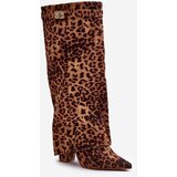 Boto FI1 Women's Knee High Heeled Boots Leopard Brown Portora | Eponuda.ba