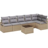  7-dijelni baštenski kauč set s jastucima crni poli ratan 2-sjedališni baštenski kauč s jastucima bež poli ratan | shoptok.hr