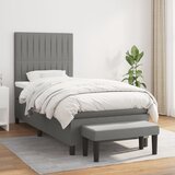 Krevet s oprugama i madracem tamnosivi 100 x 200 cm od tkanine | Eponuda.com