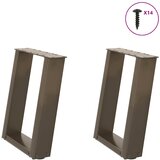 vidaXL Noge za klubsko mizico v obliki črke U, 2 kosa, naravno jeklo, 38 x (42-43) cm, jeklo | Shoptok.si