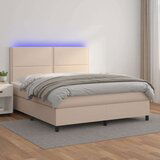  Krevet box spring madrac LED cappuccino 180x200cm umjetna koža Cijene