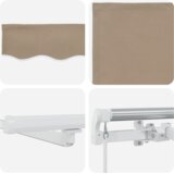 vidaXL Ročna retraktibilna senčnica z LED lučko Bež 350x250 cm, Tenda za zamenjavo tkanine za okvir 3.5x2.5 m Bež | Shoptok.si