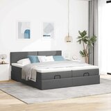vidaXL Otomanski posteljni okvir z vzmetnicami siv 180x200 cm blago | Shoptok.si