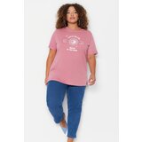 Trendyol Curve Plus Size T-Shirt - Pink - Relaxed fit Cene