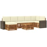 vidaXL Zunanja garnitura za sedenje z blazino 8 pcs Naravna in smetana, (5000280905) | Shoptok.si