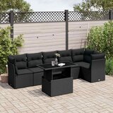 Maison Chic Seti vrtnega pohištva - Vrtna garnitura - Vrtni pohištvo set 7-delna z blazinami črn poli ratan, (21802711) | Shoptok.si