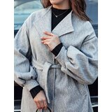 DStreet Płaszcz damski OPULENA długi z paskiem szary | shoptok.hr