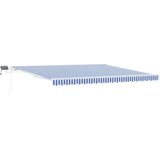  Retraktilna tenda z LED lučmi Modra in bela 450 × 300 cm, (5000206640) | Shoptok.si