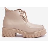 Zazoo 2952 Leather Ankle Boots With Golden Decoration Beige | shoptok.hr