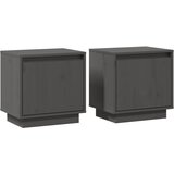 Furnova Nočna omarica 2 kosa siva 40x30x40 cm trdna borovina, (21925751) | Shoptok.si