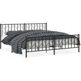 Metalni okvir kreveta uzglavlje i podnožje crni 193x203 cm | shoptok.hr