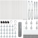 vidaXL heksagonalna ograja 0.8x50 m cinkano jeklo, ograjni stebri z osnovnimi ploščami 13 kos Ø32mm 90cm cinkano jeklo | Shoptok.si