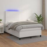 The Living Store Box spring postelja z vzmetnico LED bela 120x200cm umetno usnje - Box Spring Postelja, (21516554) Cene