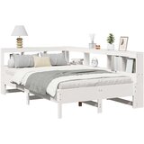  Knjižna postelja brez vzmetnice bela 120x190 cm trdna borovina | Shoptok.si