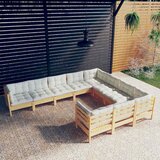  10-dijelna vrtna garnitura od borovine s krem jastucima Krema | shoptok.hr