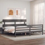  Okvir za krevet s uzglavljem sivi 200 x 200 cm od masivnog drva | shoptok.hr