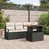 vidaXL 5-delni vrtni set s blazinami črna poli ratan akacija | Shoptok.si