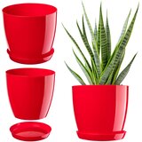 KADAX Cvetlični lonec s krožnikom Plastični pokrov Cvetlični lonec 14 cm Rdeče rože (5000345983) | Shoptok.si