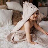 BabyOno Brisača bambus 100x100 cm, z ušeski, svetlo bež | Shoptok.si