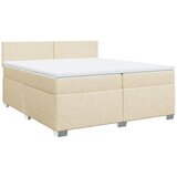  Krevet s oprugama i madracem krem 200 x 200 cm od tkanine | shoptok.hr