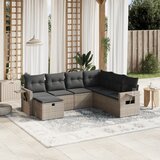 Maison Chic Seti vrtnega pohištva - Vrtna garnitura - Vrtni pohištvo set 7-delna z blazinami siv poli ratan, (21802033) | Shoptok.si