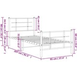 vidaXL Kovinski posteljni okvir z vzglavjem in vznožjem črn 90x200 cm | Shoptok.si