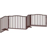 vidaXL Ograda za pse z vrati zložljiva 4 paneli rjava 320cm topolovina | Shoptok.si