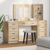 vidaXL 3-dijelni set toaletnog stola s LED svjetlom u sonoma hrastu | shoptok.hr