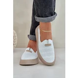 PE1 Lightweight Perforated Leather Moccasins Loafers Women On Platform And Wedge White Hanthiel