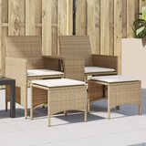 Maison Chic Vrtni kavč - Zunanji kavč dvosed z mizico in stolčki bež poli ratan, (22041743) | Shoptok.si
