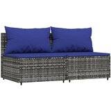 Maison Chic Vrtni sredinski kavč - Zunanji kavč z blazinami 2 kosa siv poli ratan, (22041010) | Shoptok.si