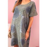 Kesi Włoski Women's cotton dress with oriental pattern khaki | Shoptok.si