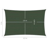 vidaXL Senčno jadro 160 g/m² temno zeleno 2x4,5 m HDPE, (20702781) | Shoptok.si