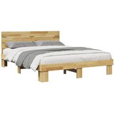 Okvir kreveta uzglavljem bez madraca 135x190 cm puno drvo hrast | Eponuda.com