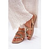 ARTIKER Women's Sandals With Decoration Snake Eco Suede Beige | Shoptok.si