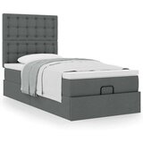 vidaXL Otomanski posteljni okvir z vzmetnico siv 100x200 cm blago | Shoptok.si