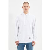 Trendyol white men's hoodie oversize slogan label sweatshirt Cene