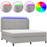 The Living Store Box spring postelja z vzmetnico LED sv. siva 160x200 cm blago - Box Spring Postelja, (21503594) | Shoptok.si
